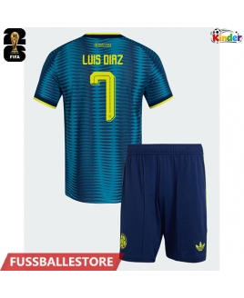 Günstige Kolumbien Luis Diaz #7 Auswärts Trikotsatzt Kinder WM 2026 Kurzarm (+ Kurze Hosen)